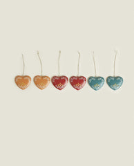 PACK OF METAL CHRISTMAS HEART DECORATION (PACK OF 6)