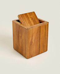 SQUARE WOODEN WASTEPAPER BASKET